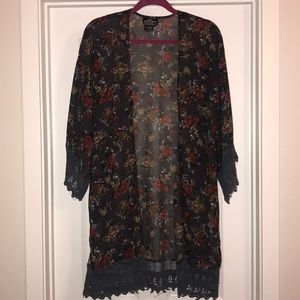 3qtr sleeve floral kimono